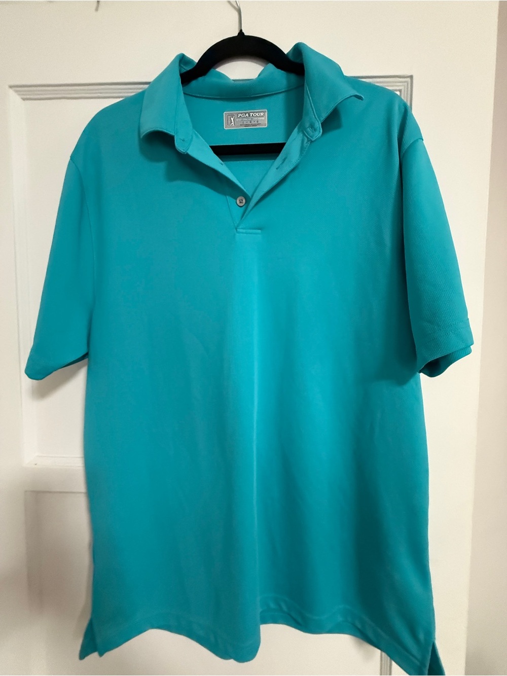 PGA TOUR Men’s Teal Short-Sleeve Polo Sz L
